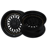 1 X XXR 536 16X8 4-100 73.1 Hub +20 Offset Black / Gold Rivets Wheel Rim