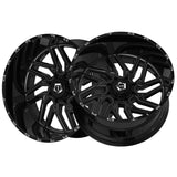 1 X TIS 544BM 22X12 8x6.50 125.2 Hub -44 Offset Black Wheel Rim
