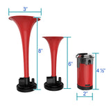 Coolstuffguru Dual Trumpet Air Horn Red 115Db 12V Dual Trumpet W/Compressor Kit