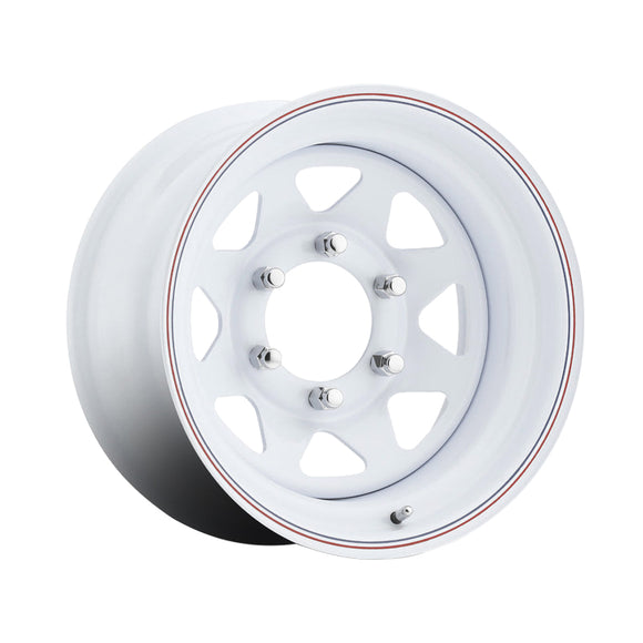 1 X Allied White Spoke Trailer 15X6 5X5.00 81 Hub 0 Offset White Wheel Rim