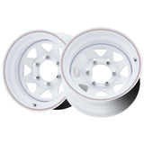 1 X Allied White Spoke Trailer 15X6 5X4.50 81 Hub 0 Offset White Wheel Rim