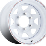 1 X Allied White Spoke Trailer 15X6 5X5.00 81 Hub 0 Offset White Wheel Rim