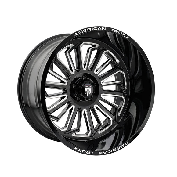 1 X AMERICAN TRUXX BUTCHER 22X12 6-135 87.1 Hub -51 Offset Black Wheel Rim
