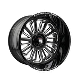 1 X AMERICAN TRUXX BUTCHER 24X14 6-139.7 106 Hub -76 Offset Black Wheel Rim