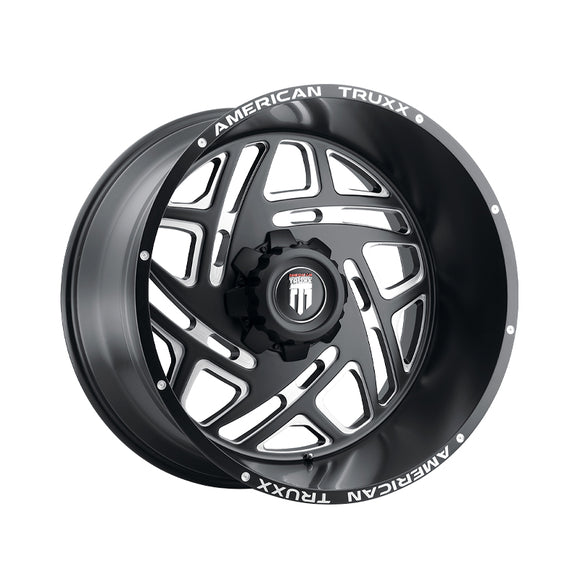 1 X AMERICAN TRUXX COSMOS 24X14 8-170 125.2 Hub -76 Offset Black Wheel Rim