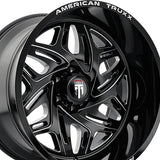 1 X AMERICAN TRUXX EUPHORIA 22X12 6-135 87.1 Hub -44 Offset Black Wheel Rim