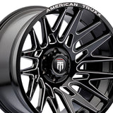 1 X AMERICAN TRUXX EVOLUTION 22X12 8-180 124.2 Hub -44 Offset Black Wheel Rim