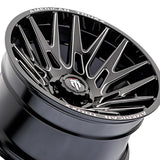 1 X AMERICAN TRUXX EVOLUTION 22X12 8-180 124.2 Hub -44 Offset Black Wheel Rim