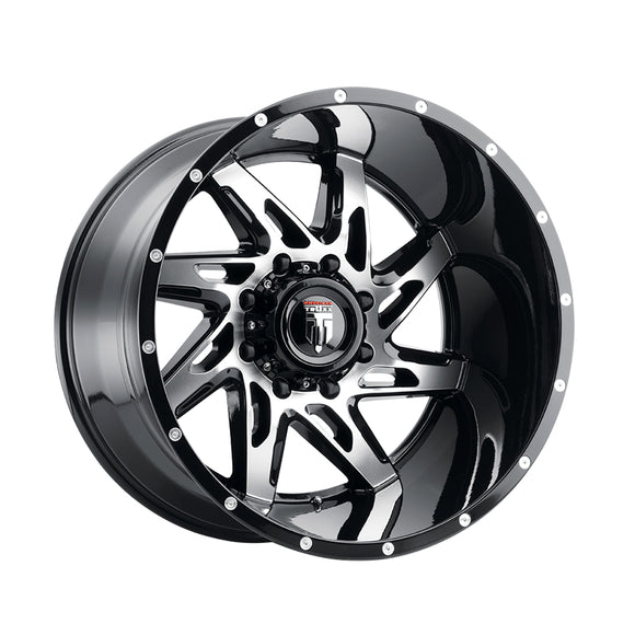 1 X AMERICAN TRUXX SPYDER 22X14 8-180 125.2 Hub -76 Offset Black Wheel Rim