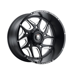 1 X AMERICAN TRUXX SWEEP 24X14 5-127 78.1 Hub -76 Offset Black Wheel Rim