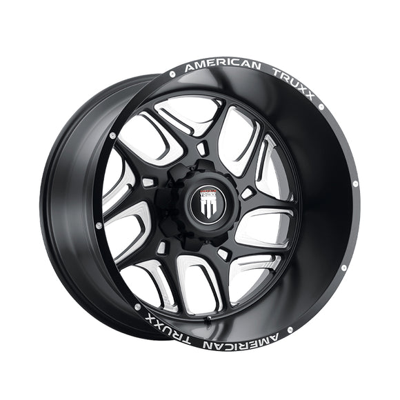 1 X AMERICAN TRUXX SWEEP 24X14 6-139.7 106.1 Hub -76 Offset Black Wheel Rim