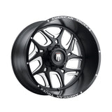 1 X AMERICAN TRUXX SWEEP 24X14 5-127 78.1 Hub -76 Offset Black Wheel Rim