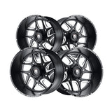 1 X AMERICAN TRUXX SWEEP 24X14 6-139.7 106.1 Hub -76 Offset Black Wheel Rim