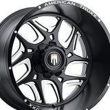 1 X AMERICAN TRUXX SWEEP 24X14 6-139.7 106.1 Hub -76 Offset Black Wheel Rim