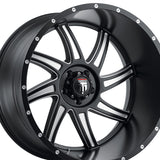 1 X AMERICAN TRUXX VORTEX 24X14 6-135 87.1 Hub -76 Offset Black Wheel Rim