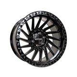 1 X Anthem Off-Road Turbine 22X12 8x6.5 0 Hub -44 Offset Black Wheel Rim