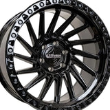 1 X Anthem Off-Road Turbine 22X12 8x6.5 0 Hub -44 Offset Black Wheel Rim