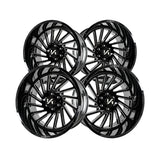 1 X ARKON OFF-ROAD Caesar 22X12 6x5.5 0 Hub -51 Offset Black Wheel Rim