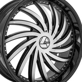 1 X Azara AZA-508 Gloss Black & Machined 22X8.5 5x112/5x114.3 74.1 Hub 38 Offset Black Wheel Rim