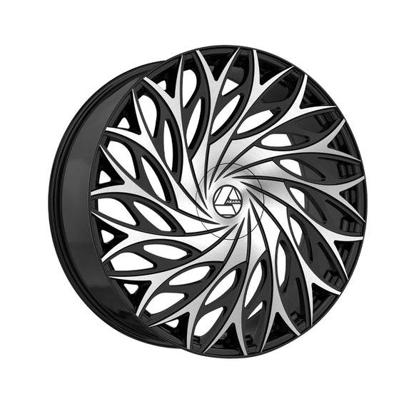 1 X Azara AZA-525 Gloss Black & Machined 28X9.5 Blank 78.1 Hub 15 Offset Black Wheel Rim