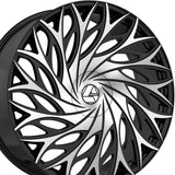 1 X Azara AZA-525 Gloss Black & Machined 28X9.5 Blank 78.1 Hub 15 Offset Black Wheel Rim