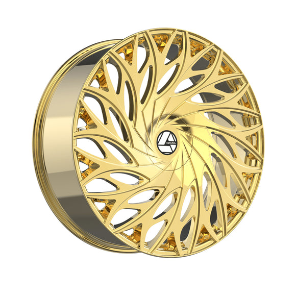 1 X Azara AZA-525 Nano Gold 24X9 Blank 78.1 Hub 15 Offset Gold Wheel Rim