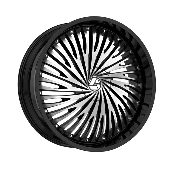 1 X Azara AZA-526 Gloss Black & Machined 22X9.5 Blank 78.1 Hub 15 Offset Black Wheel Rim