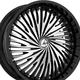 1 X Azara AZA-526 Gloss Black & Machined 22X8.5 5x112/5x114.3 74.1 Hub 38 Offset Black Wheel Rim