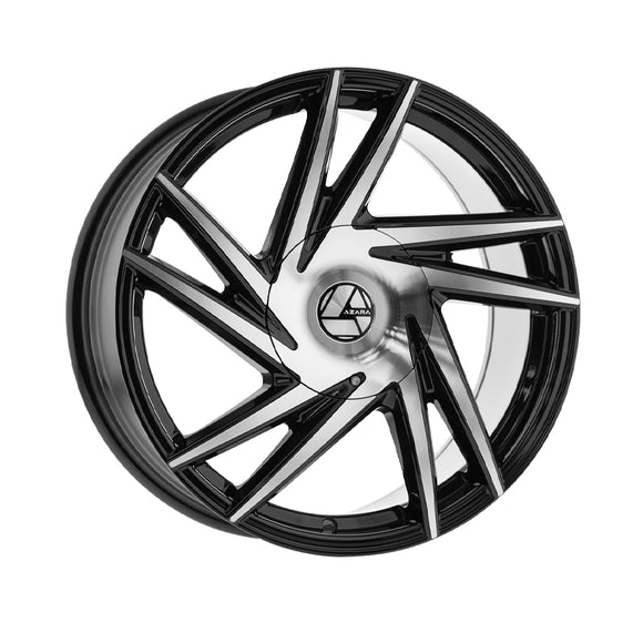 1 X Azara AZA-529 Gloss Black & Machined 22X9.5 Blank 78.1 Hub 15 Offset Black Wheel Rim