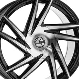 1 X Azara AZA-529 Gloss Black & Machined 22X8.5 5x114.3/5x120 74.1 Hub 38 Offset Black Wheel Rim