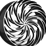 1 X Azara AZA-531 Gloss Black & Machined 22X9.5 5x115/5x120 74.1 Hub 15 Offset Black Wheel Rim