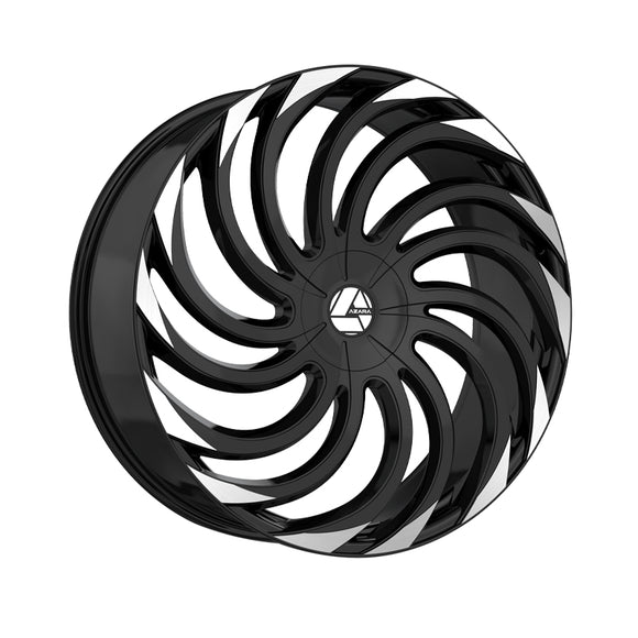 1 X Azara AZA-534 Gloss Black & Machined 28X9.5 Blank 78.1 Hub 15 Offset Black Wheel Rim