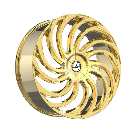 1 X Azara AZA-534 Nano Gold 24X9 5x115/5x120 78.1 Hub 15 Offset Gold Wheel Rim