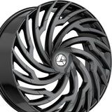 1 X Azara AZA-536 Gloss Black 24X9 5x115/5x120 78.1 Hub 32 Offset Black Wheel Rim