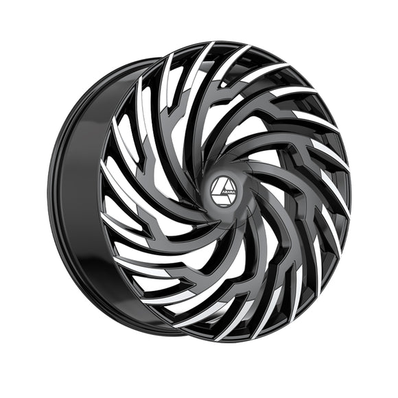 1 X Azara AZA-536 Gloss Black & Machined 30X9.5 Blank 78.1 Hub 15 Offset Black Wheel Rim