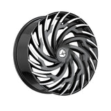 1 X Azara AZA-536 Gloss Black & Machined 22X9.5 Blank 78.1 Hub 15 Offset Black Wheel Rim