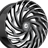 1 X Azara AZA-536 Gloss Black & Machined 24X9 Blank 78.1 Hub 15 Offset Black Wheel Rim