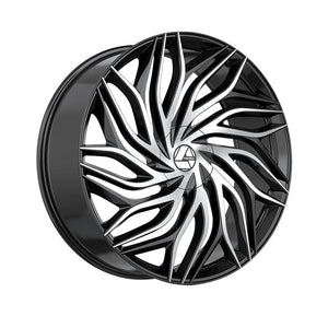 1 X Azara AZA-537 Gloss Black & Machined 30X9.5 Blank 78.1 Hub 15 Offset Black Wheel Rim