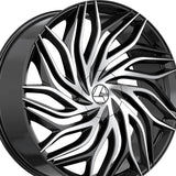 1 X Azara AZA-537 Gloss Black & Machined 24X9 5x115/5x120 78.1 Hub 15 Offset Black Wheel Rim