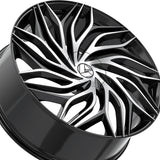 1 X Azara AZA-537 Gloss Black & Machined 24X9 5x115/5x120 78.1 Hub 15 Offset Black Wheel Rim