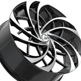 1 X Azara AZA-540 Gloss Black & Machined 22X9.5 Blank 78.1 Hub 15 Offset Black Wheel Rim