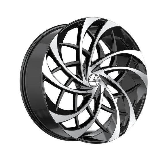 1 X Azara AZA-541 Gloss Black & Machined 18X8 5x112/5x114.3 74.1 Hub 35 Offset Black Wheel Rim