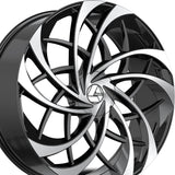1 X Azara AZA-541 Gloss Black & Machined 22X9.5 5x115/5x120 74.1 Hub 15 Offset Black Wheel Rim