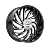 1 X Azara AZX-101 Gloss Black & Machined 28X9.5 Blank 78.1 Hub 15 Offset Black Wheel Rim