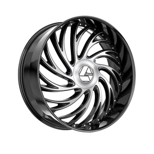 1 X Azara AZX-101 Gloss Black & Machined 30X9.5 Blank 78.1 Hub 15 Offset Black Wheel Rim