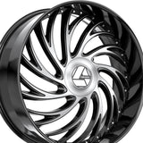 1 X Azara AZX-101 Gloss Black & Machined 28X9.5 Blank 78.1 Hub 15 Offset Black Wheel Rim