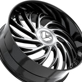 1 X Azara AZX-101 Gloss Black & Machined 28X9.5 Blank 78.1 Hub 15 Offset Black Wheel Rim