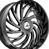 1 X Azara AZX-101 Gloss Black & Milled 28X9.5 6x135/6x139.7 87.1 Hub 22 Offset Black Wheel Rim