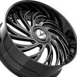 1 X Azara AZX-101 Gloss Black & Milled 24X9 Blank 5x 78.1 Hub 15 Offset Black Wheel Rim