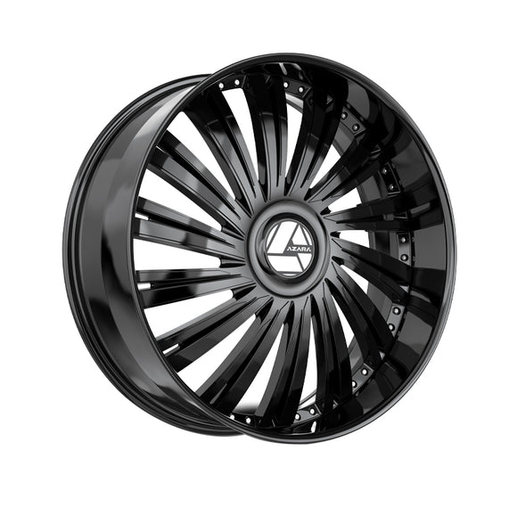 1 X Azara AZX-102 Gloss Black 24X9 Blank 5x 78.1 Hub 15 Offset Black Wheel Rim